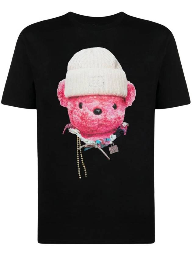 Teddy Face Organic Cotton Short Sleeve T-Shirt Black - ACNE STUDIOS - BALAAN 1