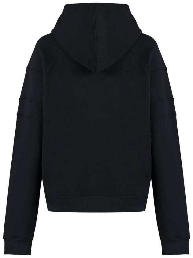 Front Logo Cotton Hoodie Black - SAINT LAURENT - BALAAN 3