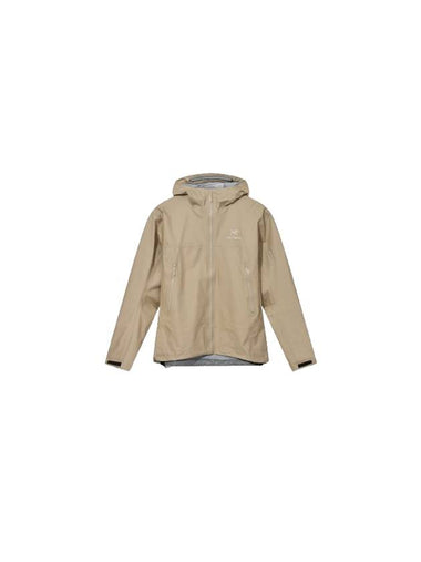 Beta Embroidered Logo Nylon Hooded Jacket Beige - ARC'TERYX - BALAAN 1