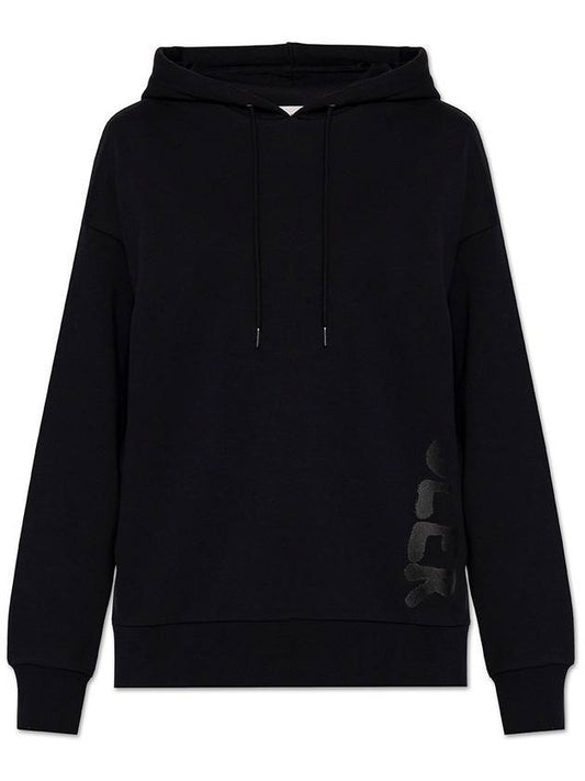 Women's Side Logo Hoodie Black - MONCLER - BALAAN.