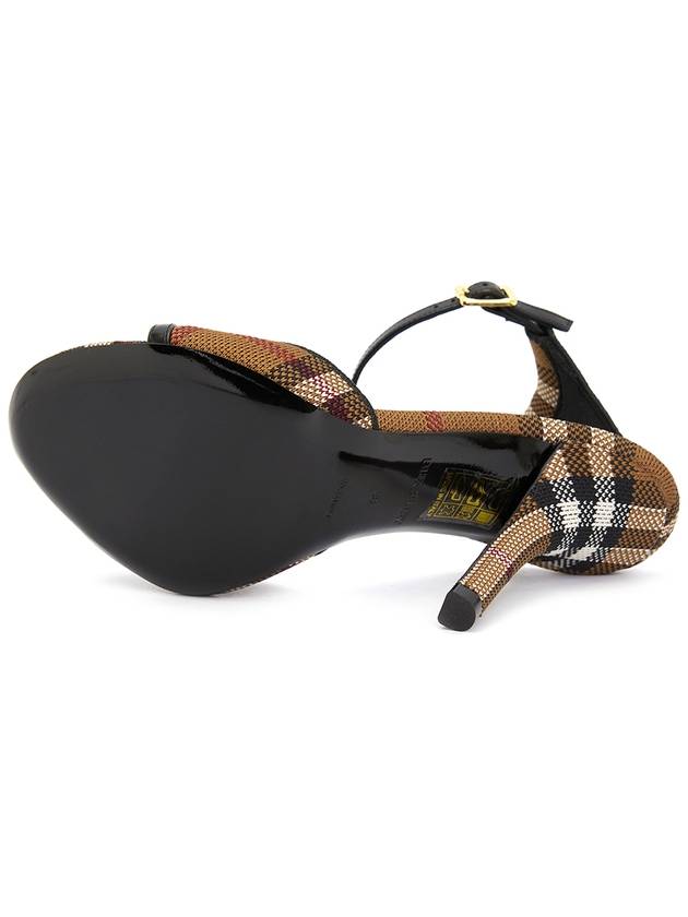 Checked Stiletto Sandal Heels Dark Birch Brown - BURBERRY - BALAAN 6