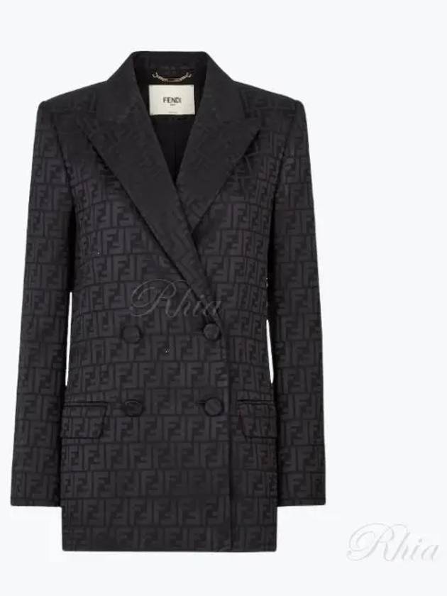 Logo Double Button Blazer Jacket Black - FENDI - BALAAN 2