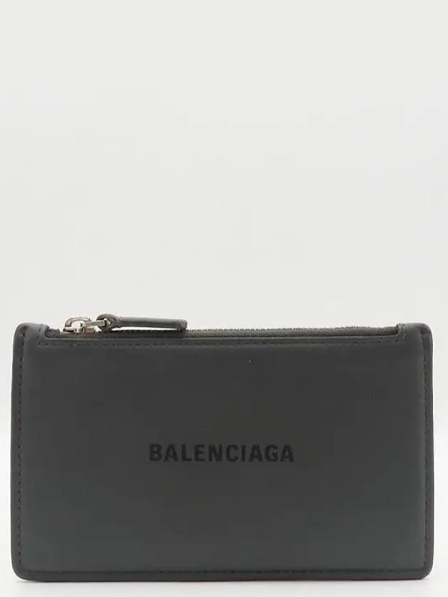 594311 Gray leather logo print zip up card wallet - BALENCIAGA - BALAAN 2