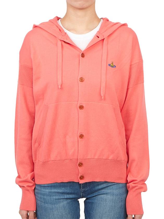 Embroidered Logo Hoodie Cardigan Pink - VIVIENNE WESTWOOD - BALAAN 5