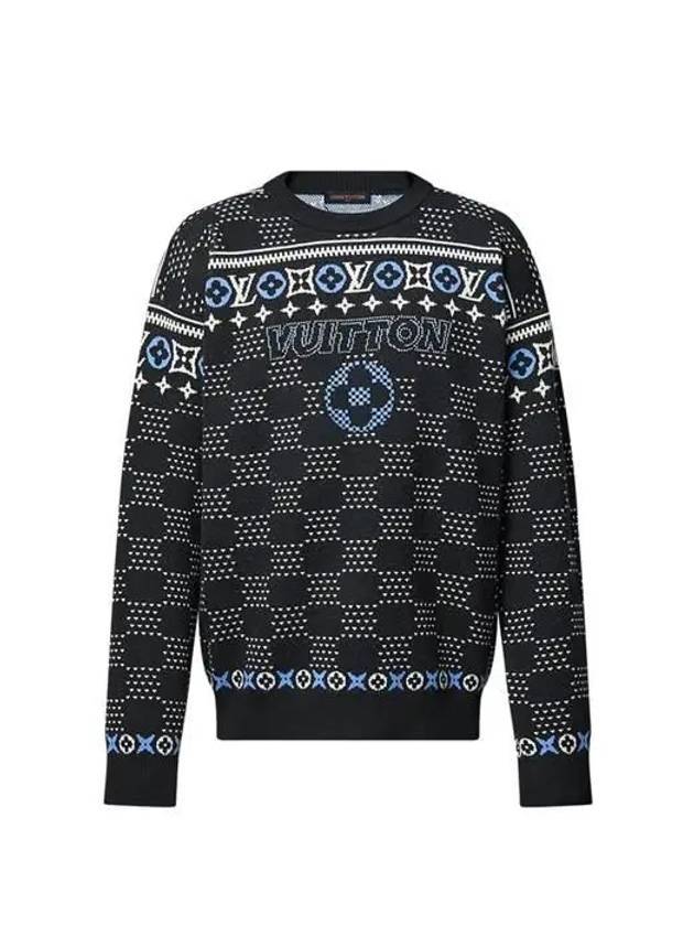 Jacquard Wool Knit Top Black - LOUIS VUITTON - BALAAN 1