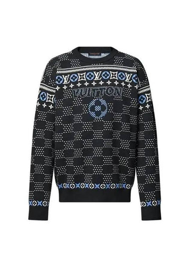 Jacquard Wool Knit Top Black - LOUIS VUITTON - BALAAN 1