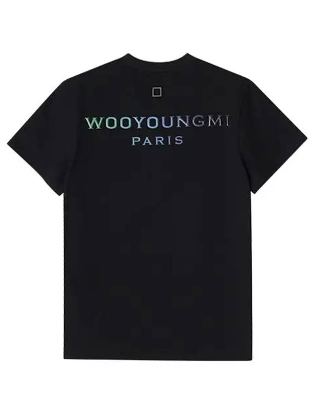 Women's Gradient Embossing Back Logo Short Sleeve T-Shirt Black - WOOYOUNGMI - BALAAN 3