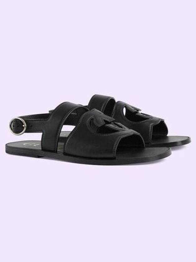 Men's Interlocking G Leather Sandals Black - GUCCI - BALAAN 3