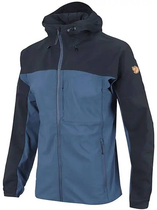 Men's Abisco Midsummer Hooded Zip-Up Jacket Indigo Blue Dark Navy - FJALL RAVEN - BALAAN 3