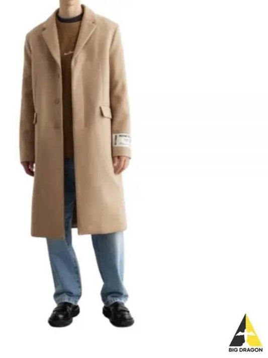 Logo Label Wool Single Coat Camel Beige - ACNE STUDIOS - BALAAN 2