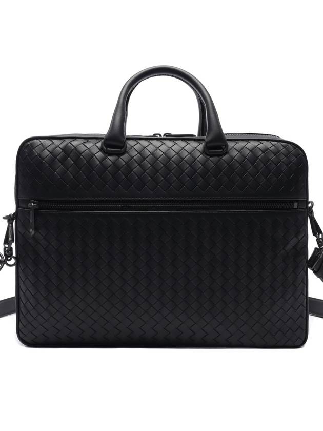 Intrecciato Calfskin Business Briefcases Black - BOTTEGA VENETA - BALAAN 3