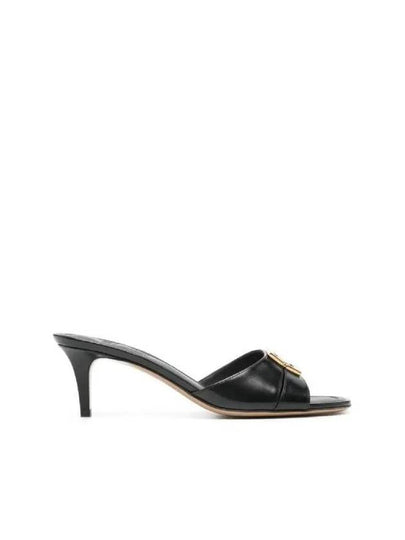 Fold Leather Medium Sandal Heels Black - FENDI - BALAAN 2