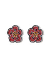 Bokeh Flower Brass Earrings Medium Red - KENZO - BALAAN 3