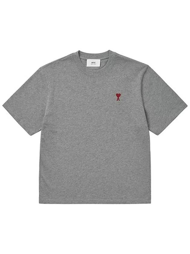 Small Heart Logo Boxy Fit Short Sleeve T-Shirt Grey - AMI - BALAAN 6