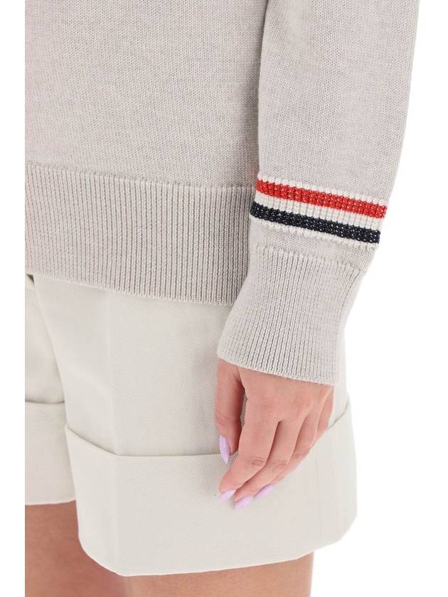 Women's Jersey Stitch Wool Turtleneck Beige - THOM BROWNE - BALAAN 5