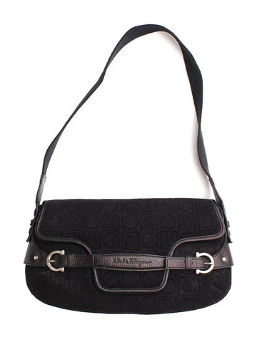 Ferragamo black Gancini jacquard shoulder bag - SALVATORE FERRAGAMO - BALAAN 1