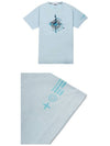 Marble One Logo Print Short Sleeve T-Shirt Sky Blue - STONE ISLAND - BALAAN 5