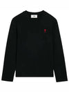 Chain Stitch Heart Logo Long Sleeve T-Shirt Black - AMI - BALAAN 2