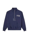 Logo Print Half Zip-up Cotton Sweatshirt Navy - SPORTY & RICH - BALAAN 2