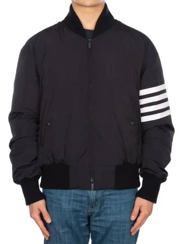 Poly Twill 4-Bar Oversized Knit Down Bomber Jacket Navy - THOM BROWNE - BALAAN 4