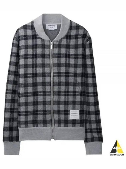 Men's Double Face Tartan Wool Bomber Jacket Grey - THOM BROWNE - BALAAN 2