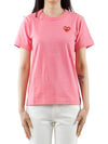 Women's Small Red Heart Wappen Short Sleeve T-Shirt P1 T271 3 Pink - COMME DES GARCONS PLAY - BALAAN 2