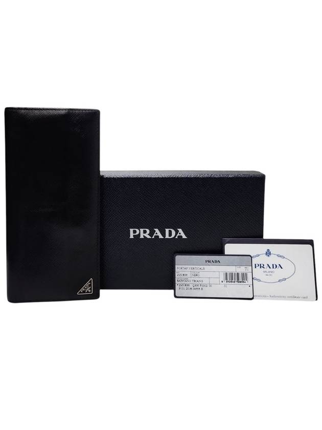 2MV836 Black Saffiano Silver Triangular Logo Long Wallet - PRADA - BALAAN 9