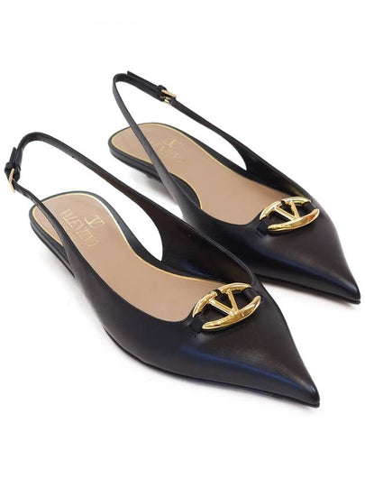 V Logo Bold Edition Sling Back Ballerina Black - VALENTINO - BALAAN 2