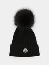 Pom detail wool beanie black - MONCLER - BALAAN 4