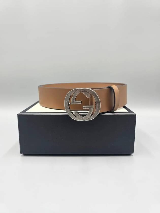 Interlocking Leather Belt Brown - GUCCI - BALAAN 3