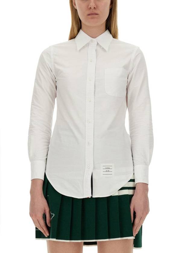 Button Down Cotton Oxford Long Sleeve Shirt White - THOM BROWNE - BALAAN 2