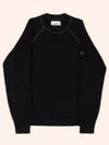 Raw Cotton Badge Crew Neck Knit Top Black - STONE ISLAND - BALAAN 2