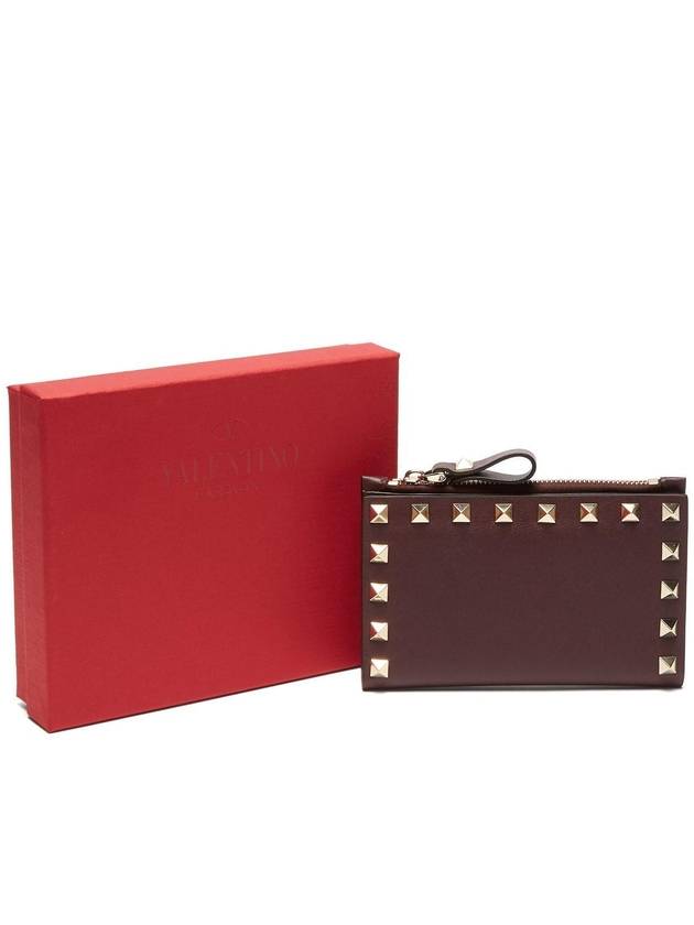 Rockstud Leather Zipper Card Case Card Wallet SW2P0605BOL - VALENTINO - BALAAN 7