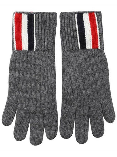 RWB Striped Merino Wool Gloves Medium Grey - THOM BROWNE - BALAAN 1