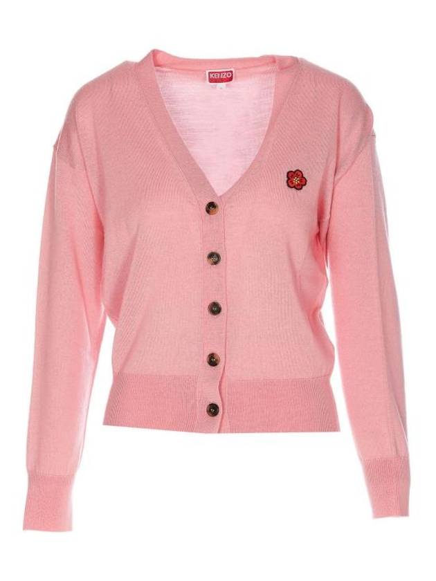 Boke Flower Embroidered Wool Cardigan Pink - KENZO - BALAAN 2