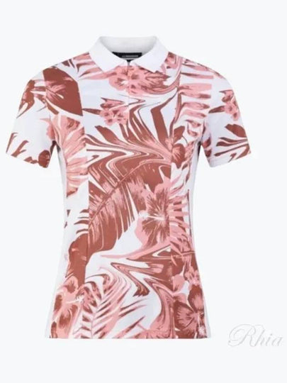 Women's Evelina Print Polo Shirt Pink - J.LINDEBERG - BALAAN 2