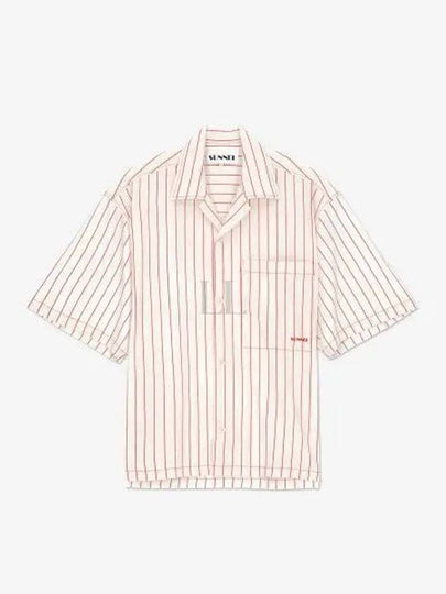 Stripe Short Sleeve Shirt Off White Red - SUNNEI - BALAAN 2