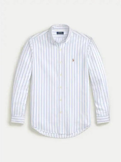 Embroidered Pony Logo Striped Long Sleeve Shirt Light Blue - POLO RALPH LAUREN - BALAAN 2