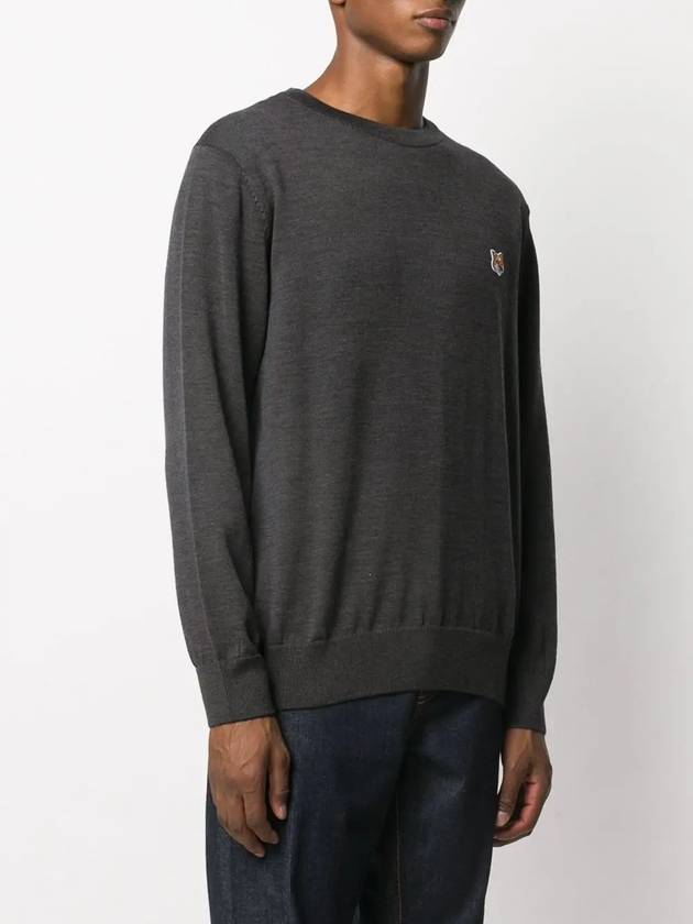 Fox Head Patch Regular Round Neck Pullover Knit Top Anthracite Melange - MAISON KITSUNE - BALAAN 4