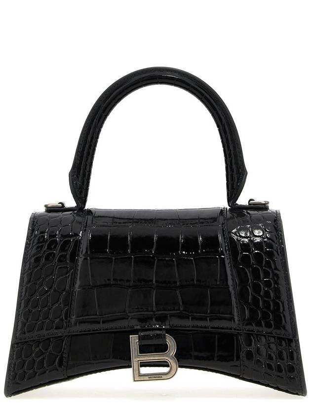 Hour Glass Croco Print Shoulder Bag Black - BALENCIAGA - BALAAN 2