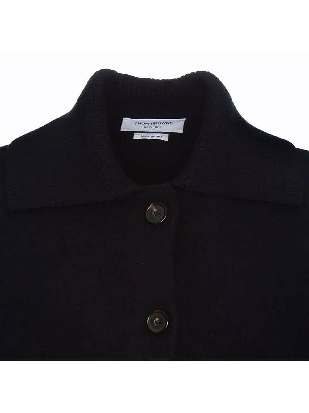 Milano 4-bar Crop Boiled Wool Single Coat Navy - THOM BROWNE - BALAAN 8