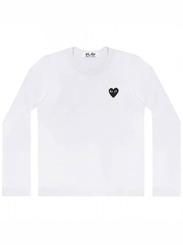 Long sleeve tshirt men white black heart - COMME DES GARCONS - BALAAN 1