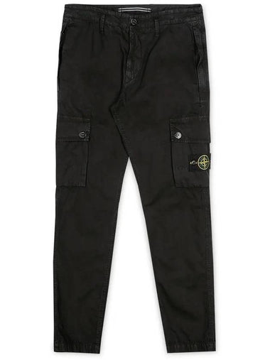 Men's Wappen Patch Cargo Track Pants Black - STONE ISLAND - BALAAN 1