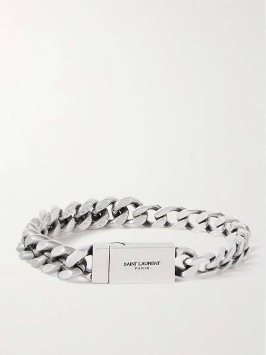 Men's Curb Chain Metal Bracelet Silver - SAINT LAURENT - BALAAN 2