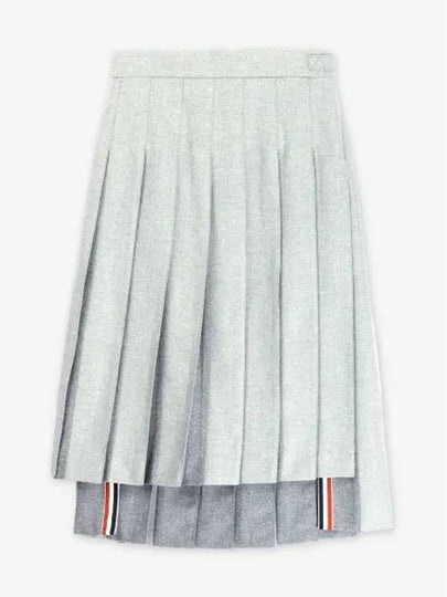 Wool Pleated Midi Pleated Skirt Grey - THOM BROWNE - BALAAN 2