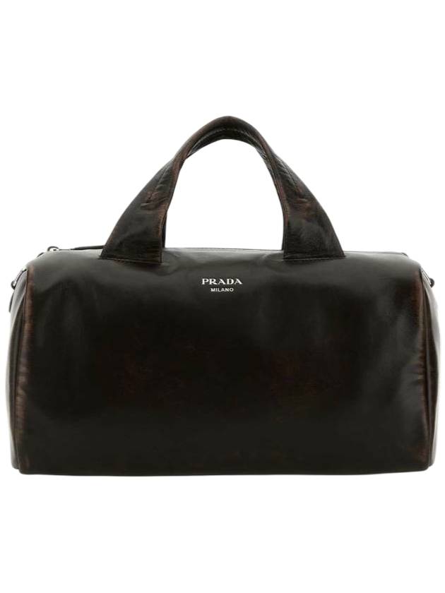 Small Nappa Leather Duffel Bag Brown - PRADA - BALAAN 1