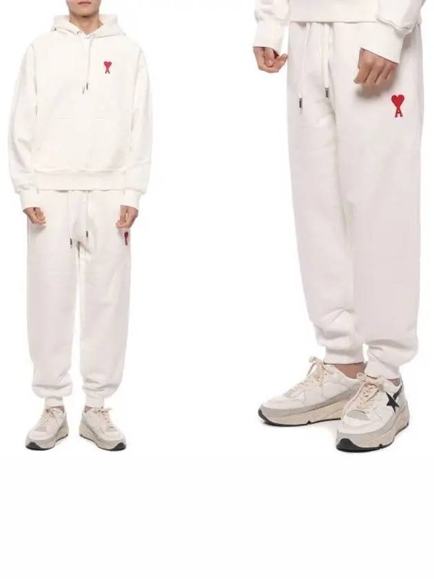 Heart Logo Jogger Pants White - AMI - BALAAN 2