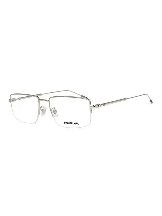 Eyewear Rectangle Semi-Rimless Metal Eyeglasses Silver - MONTBLANC - BALAAN 1