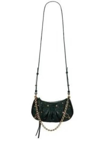 Le Cagole Mini Gold Chain Crocodile Shoulder Bag Green - BALENCIAGA - BALAAN 2