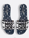 Dway Miss Dior Allover Motif Embroidered Cotton Slippers Deep Blue - DIOR - BALAAN 3